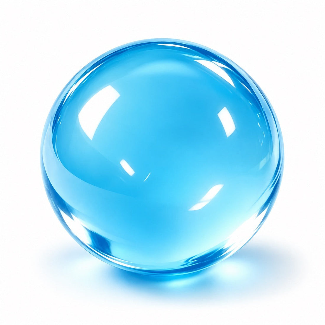 Translucent blue Coconut Squishy stress ball, glossy with soft highlights