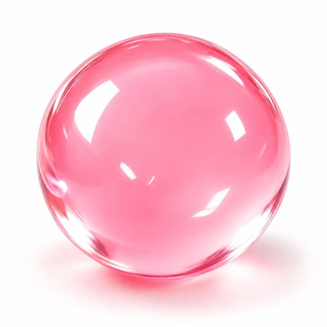 Translucent pink Coconut Squishy stress ball, glossy with soft highlights