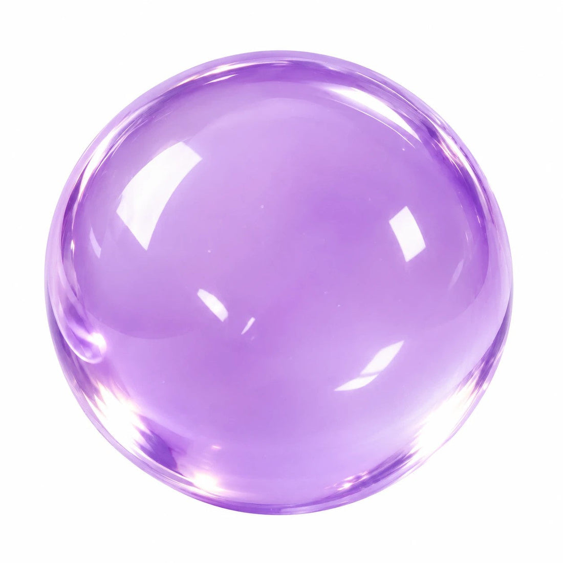 Translucent purple Coconut Squishy stress ball, glossy with soft highlights