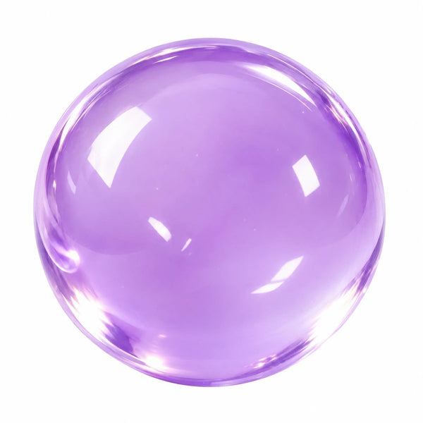 Translucent purple Coconut Squishy stress ball, glossy with soft highlights