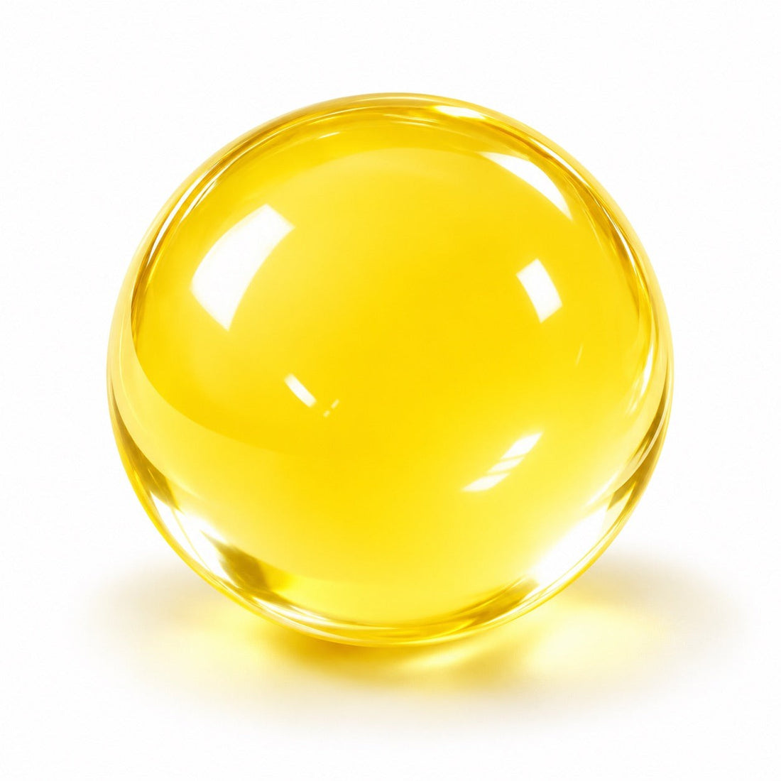 Translucent yellow Coconut Squishy stress ball, glossy with soft highlights